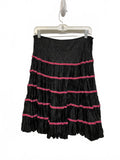 Betsey Johnson Y2K Black Label Black Tiered Skirt Pink Ribbon Accents Size 6