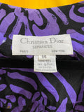 Christian Dior Silk Black Purple Gold Accent Floral Blazer Women’s 14 XL