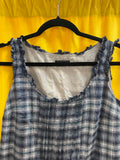 Y2K Sisley Blue White Plaid Ruffle Sleeveless Midi Dress Size Medium Designer