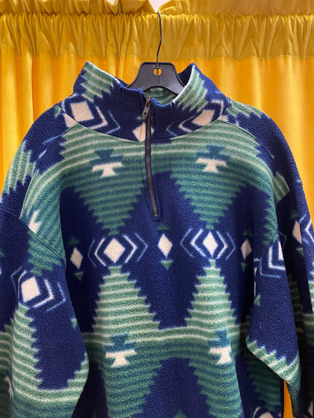 Men's Great Land Geometric Pattern Half-Zip Fleece Jacket Size Large