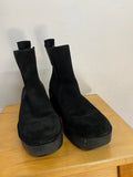 Fly London Black Suede Women's Ankle Boots with Wedge Heel size 7 Platform