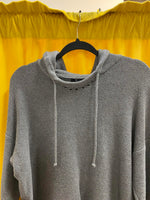 T by Alexander Wang Designer Gray Knit Hoodie Sweater 100% Cotton Cozy Small