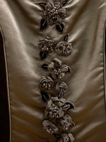 Vintage Velvet Y2K Formal Black Knee-Length Dress  Floral Embellishments Prom