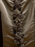 Vintage Velvet Y2K Formal Black Knee-Length Dress  Floral Embellishments Prom