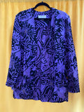 Christian Dior Silk Black Purple Gold Accent Floral Blazer Women’s 14 XL