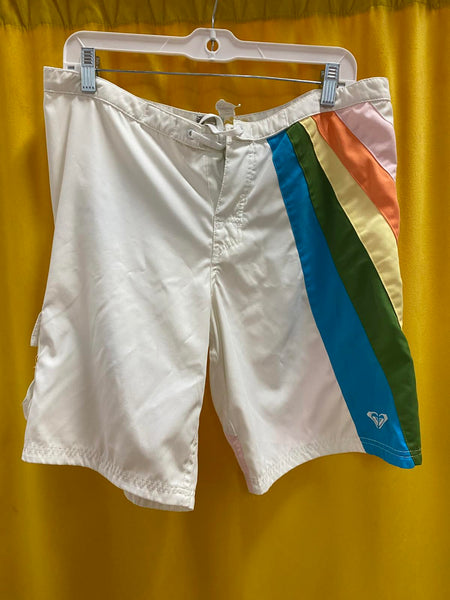 Roxy Men's Board Shorts with Rainbow Side Stripes