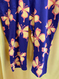 Men's Casual Purple Pants with Yellow and Orange Butterfly Print