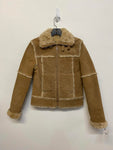 Wilson’s Leather Light Brown Tan Suede Faux Shearling Jacket for Women XS