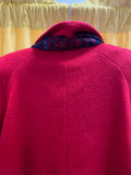 80s Vtg Herman Kay Red Wool Blend Button-Up Coat Blue Patterned Scarf size 4p