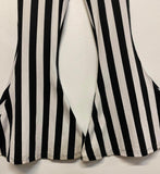Killstar Black White Striped Stretchy Bodycon Flare Pants Size Large 29”