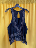 Free People Black Embroidered Tank Top Size Medium