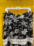 Black and White Floral Patterned Women's Skirt Size Large