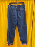 Vintage Y2K Casual Dark Blue Denim Jeans with Pink Plaid Flannel Lining