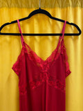 Victorias Secret Red Lace Trim Women's Chemise Nightgown Size Large