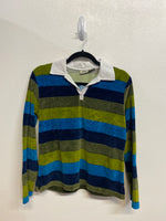 Striped Velour Collared Shirt