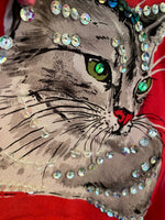 Silk blingy cat shirt