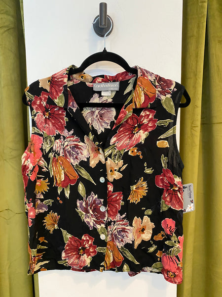 Rayon floral sleeveless blouse