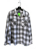 Vintage Campus Men's Big Man 4X Black White Plaid Flannel Shirt Soft Cotton