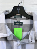 Vintage Campus Men's Big Man 4X Black White Plaid Flannel Shirt Soft Cotton