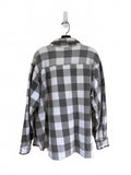 Vintage Campus Men's Big Man 4X Black White Plaid Flannel Shirt Soft Cotton