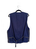 XL 90s Vintage Vest Navy Blue Dotted Plush Cotton
