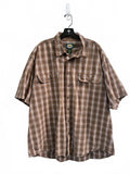 2XLT Cabelas Short Sleeve Shirt Mustard Check Nice Quality Cotton Tall Man