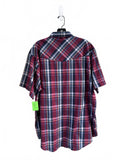XLT Plains Plaid Short Sleeve Snap Up Shirt Western 4th July Tall Man