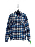 Micros Los Angeles Blue Plaid Fleece-Lined Button Front Shirt Jacket Size L