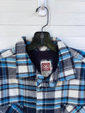 Micros Los Angeles Blue Plaid Fleece-Lined Button Front Shirt Jacket Size L
