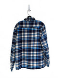 Micros Los Angeles Blue Plaid Fleece-Lined Button Front Shirt Jacket Size L