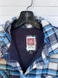 Micros Los Angeles Blue Plaid Fleece-Lined Button Front Shirt Jacket Size L