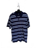 Eddie Bauer Navy and Light Blue Striped Short Sleeve Polo Shirt Size Large