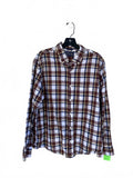 RYE Regular Plaid Button-Up Shirt Brown White Blue Yellow Men's Large Cotton