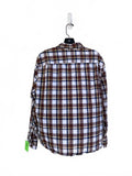 RYE Regular Plaid Button-Up Shirt Brown White Blue Yellow Men's Large Cotton
