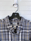 L.L. Bean Gray Plaid Button-Up Flannel Shirt Men's Long Sleeve Large