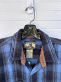 Field & Stream Blue Black Plaid Flannel Button Down Shirt XL Corduroy Collar