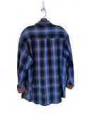 Field & Stream Blue Black Plaid Flannel Button Down Shirt XL Corduroy Collar