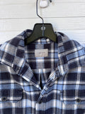 Jachs Navy Blue Plaid Button Front Midweight Flannel Shirt Nordstrom Mens Medium