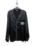 Savage Fenty Black Satin Pajama Shirt & Shorts White Piping Chest Pocket Small