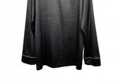 Savage Fenty Black Satin Pajama Shirt & Shorts White Piping Chest Pocket Small