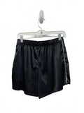 Savage Fenty Black Satin Pajama Shirt & Shorts White Piping Chest Pocket Small