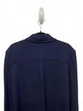 St. John Navy Blue Santana Knit Button-Up Shirt Jacket Size Large