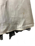 Vintage 80s Zum Zum Black Sequin Ivory Satin Dress Lace Trim FLAWED Medium