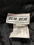 Vintage 80s Zum Zum Black Sequin Ivory Satin Dress Lace Trim FLAWED Medium