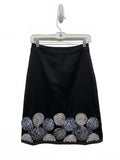 Boden Black A-Line Skirt Gray Swirling Floral Applique Detail 2R 26” Lagenlook