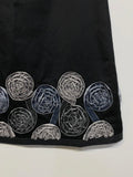 Boden Black A-Line Skirt Gray Swirling Floral Applique Detail 2R 26” Lagenlook