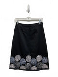 Boden Black A-Line Skirt Gray Swirling Floral Applique Detail 2R 26” Lagenlook