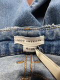 Good American Women's Blue Denim Bootcut Jeans Raw Hem 6/28 Stretch High Waist