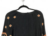 Sundance Black Embroidered Bohemian Blouse Medium Boho Flowy Desert Resort Cute