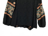 Sundance Black Embroidered Bohemian Blouse Medium Boho Flowy Desert Resort Cute